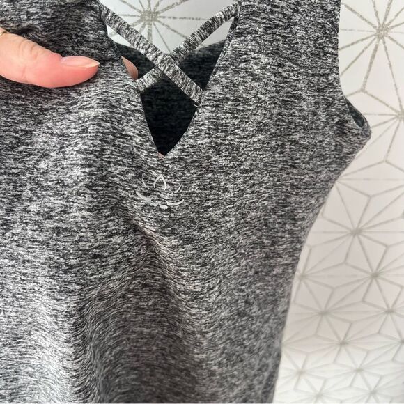 Beyond Yoga Gray Marled Spacedye Lace Back Tank - Picture 4 of 5